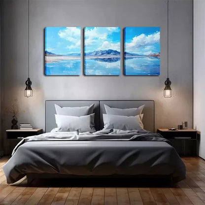 3pcs Lake At The Foot Of The Mountain Wall Art Canvas Unframed - High Quality Print 100% Australian Made Wall Canvas