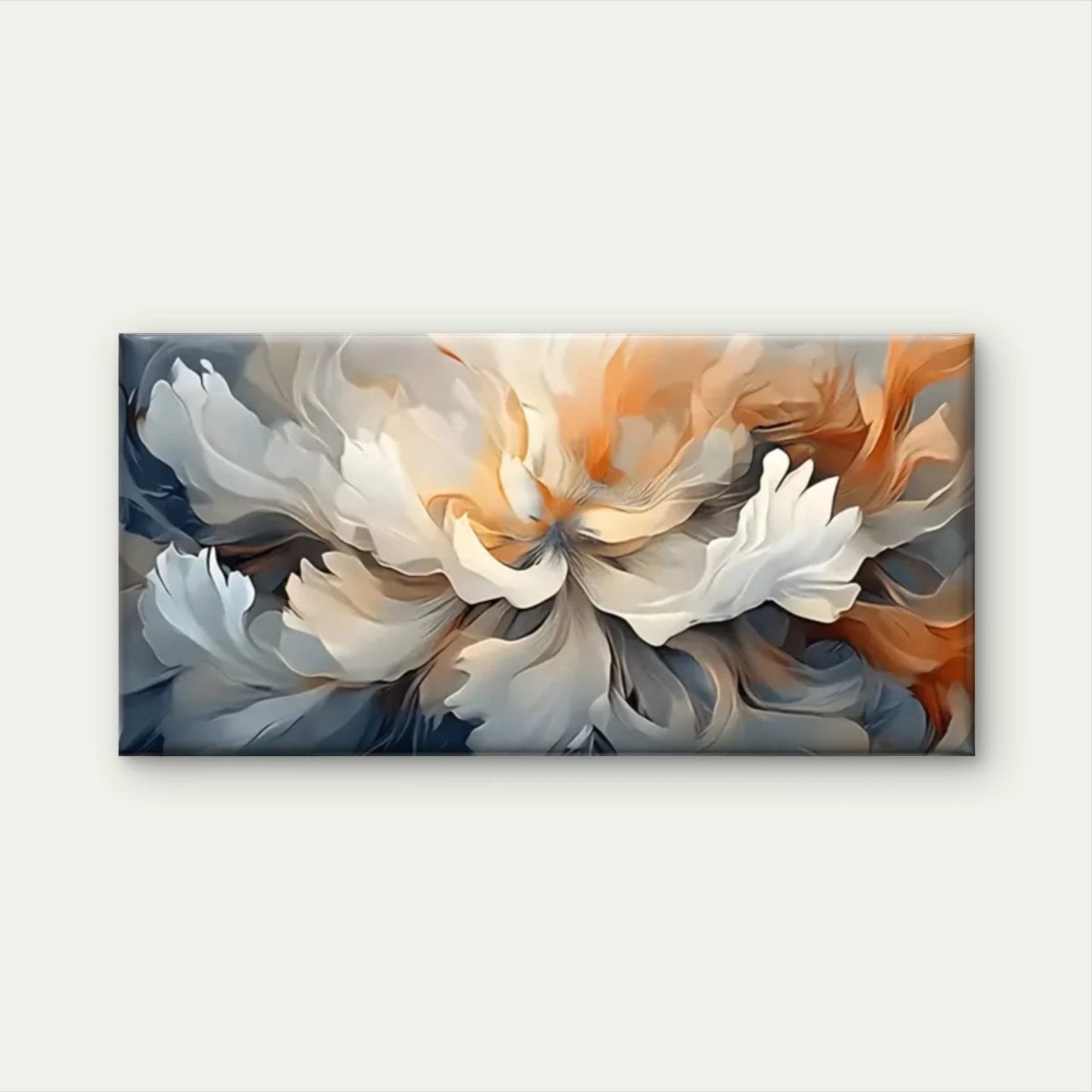 Orange & Blue Petals Floral Wall Art Canvas Office Home Room Framed 120x60cm