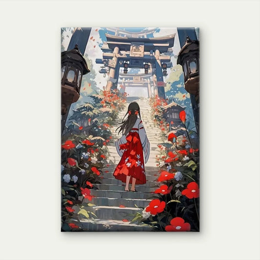 Girls And Flowers, Oil Painting 60x90cm Metal Print Ready to Hang