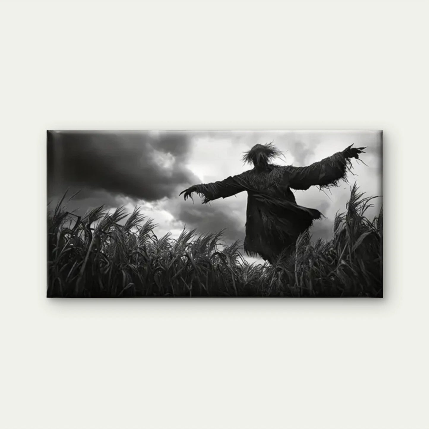 Cornfield Dark Black White Wall Art Canvas Office Home Room Framed 120x60cm