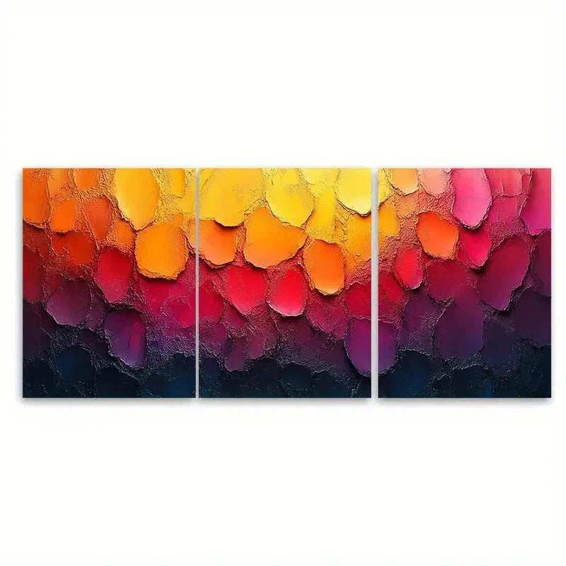 3pcs Abstract Colorful Textured Illustration Wall Art Set Canvas Framed 50x70cm - High Quality Print 100% Australian Made Wall Canvas Ready to Hang - Bella Home Decor