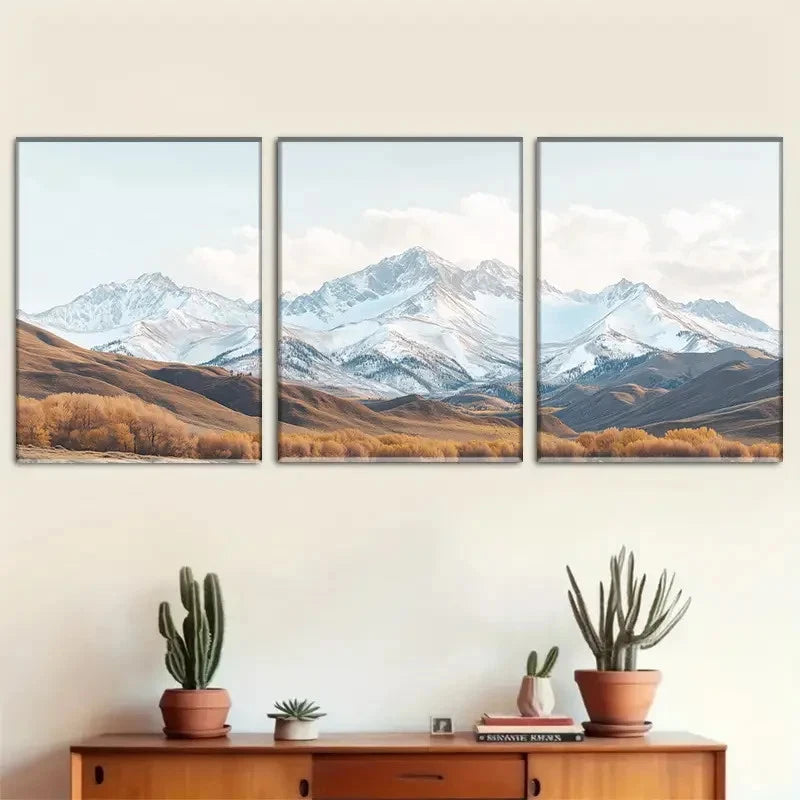 3pcs Stunning Three-Face Mountain Landscape Metal Print Ready to Hang Art