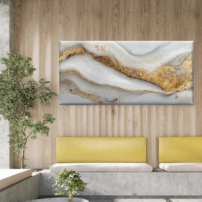 Golden Accent Abstract Wall Art Canvas Office Home Room Framed 120x60cm