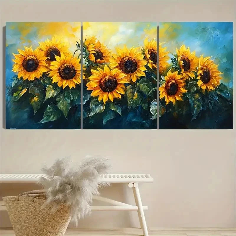 3pcs Colorful Floral Wall Art Set Canvas Framed 50x70cm - High Quality Print 100% Australian Made Wall Canvas Ready to Hang - Bella Home Decor