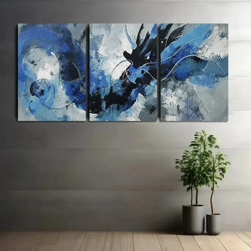 3pcs Abstract Expressionist Painting With Bold Wall Art Set Canvas Framed 50x70cm - High Quality Print 100% Australian Made Wall Canvas Ready to Hang - Bella Home Decor