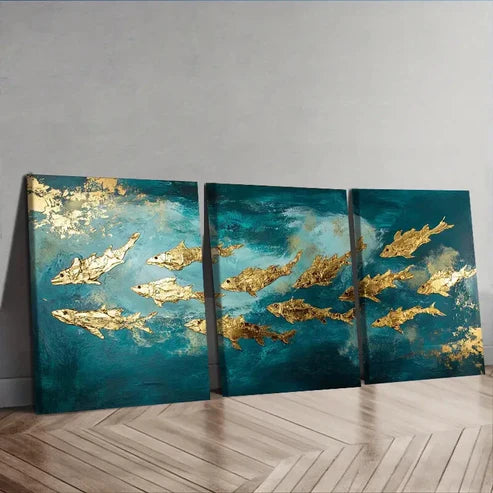 3pcs The school of fish in the water Wall Art Set Canvas Unframed - High Quality Print 100% Australian Made Wall Canvas