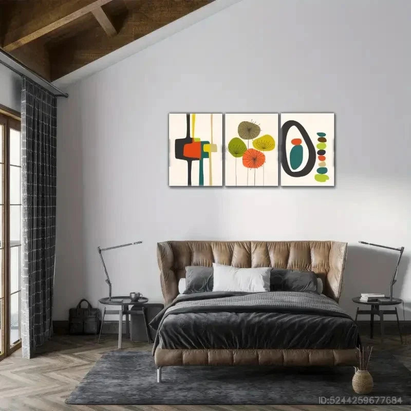 3pcs Abstract Floral Wall Art Posters Prints Metal Print Ready to Hang Art - Bella Home Decor