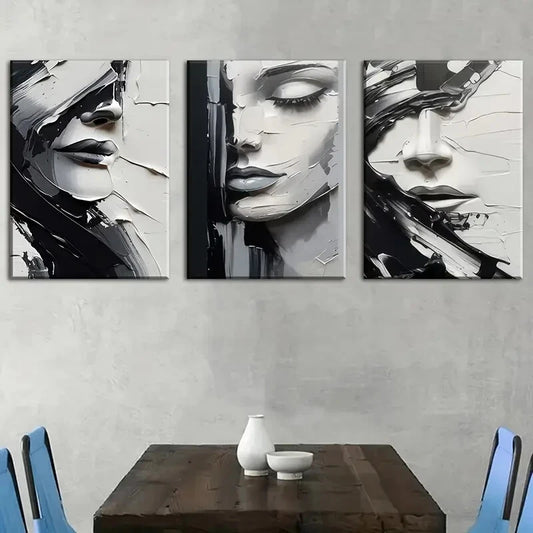 3pcs woman abstract art portrait Metal Print Ready to Hang Art