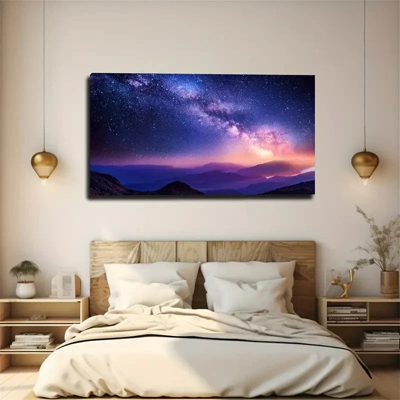 The Milky Way As Seen On Earth Wall Art Canvas Office Home Room Framed 120x60cm