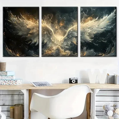 3pcs Nordic Wind Angel Wings Triptych Wall Art Set Canvas Framed 50x70cm - High Quality Print 100% Australian Made Wall Canvas Ready to Hang