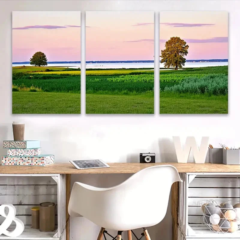 3pcs Vertical Nature Scenes with Vibrant Sunset  Wall Art Set Canvas Framed 60x90cm - High Quality Print 100% Australian Made Wall Canvas Ready to Hang