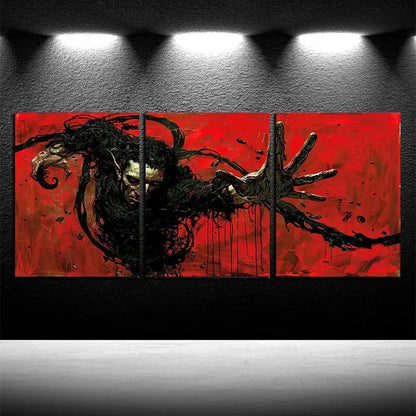 3pcs Gothic Tauren in Red Background Metal Print Ready to Hang Art - Bella Home Decor