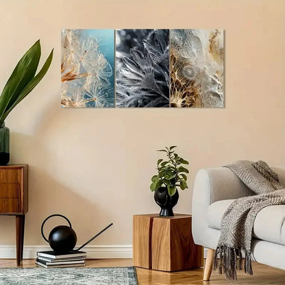 3pcs Vintage Dandelion Microscopic Structures Metal Print Ready to Hang Art - Bella Home Decor