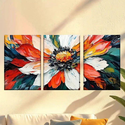 3pcs a Painting of a Flower with Many Colors Wall Art Set Canvas Framed 60x90cm - High Quality Print 100% Australian Made Wall Canvas Ready to Hang