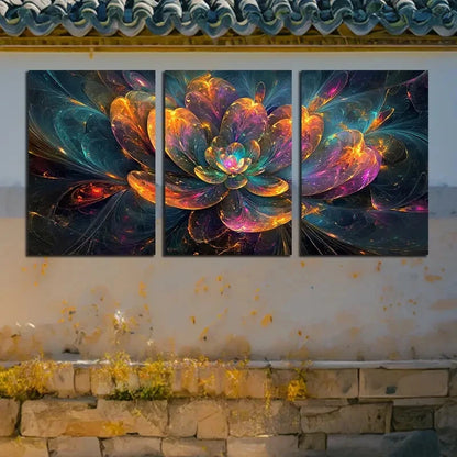3pcs Vibrant Beautiful Pattern Floral Illustration Metal Print Ready to Hang Art - Bella Home Decor