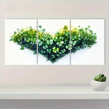 3pcs St. Patrick'S Day Clover Art Print Metal Print Ready to Hang Art - Bella Home Decor