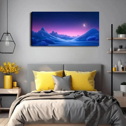Purple Starry Night Sky Blue Wall Art Canvas Office Home Room Framed 120x60cm - Bella Home Decor