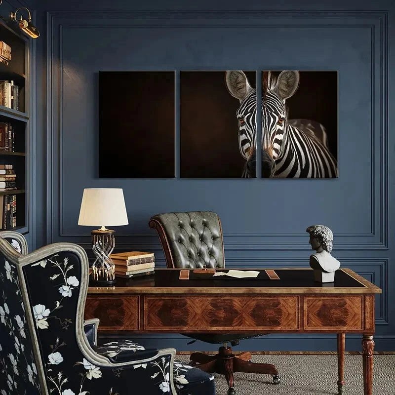 3pcs Zebra Art Wildlife Photography Metal Print Ready to Hang Art - Bella Home Decor