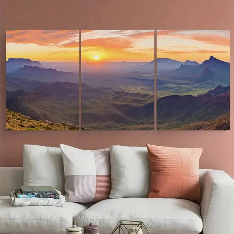 3pcs Big Bend National Park Sunset Metal Print Ready to Hang Art - Bella Home Decor