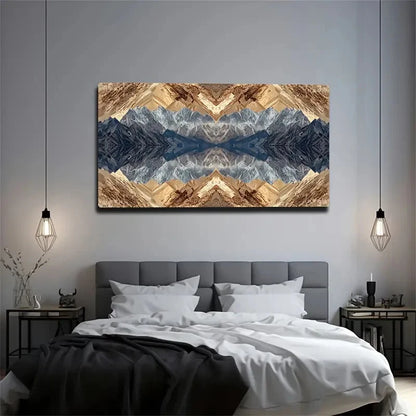 Modern Abstract Blue Beige Wall Art Canvas Office Home Room Framed 120x60cm