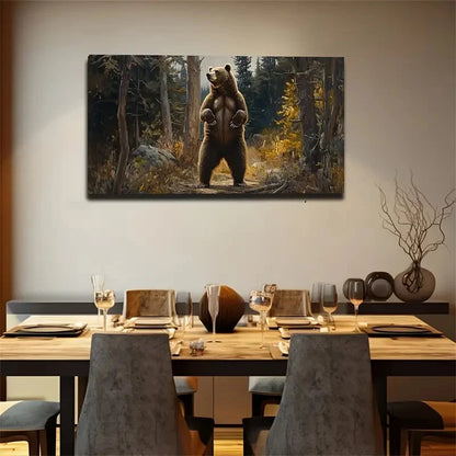 Standing Big Bear Autumn Wall Art Canvas Office Home Room Framed 120x60cm