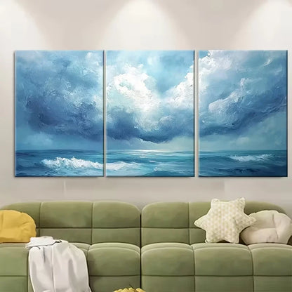 3pcs Sky Abstract Painting Cloud Painting Metal Print Ready to Hang Art
