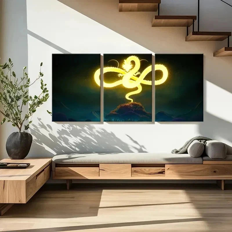 3pcs Classic Japanese Dragon Painting Wall Art Set Canvas Framed 60x90cm - High Quality Print 100% Australian Made Wall Canvas Ready to Hang - Bella Home Decor