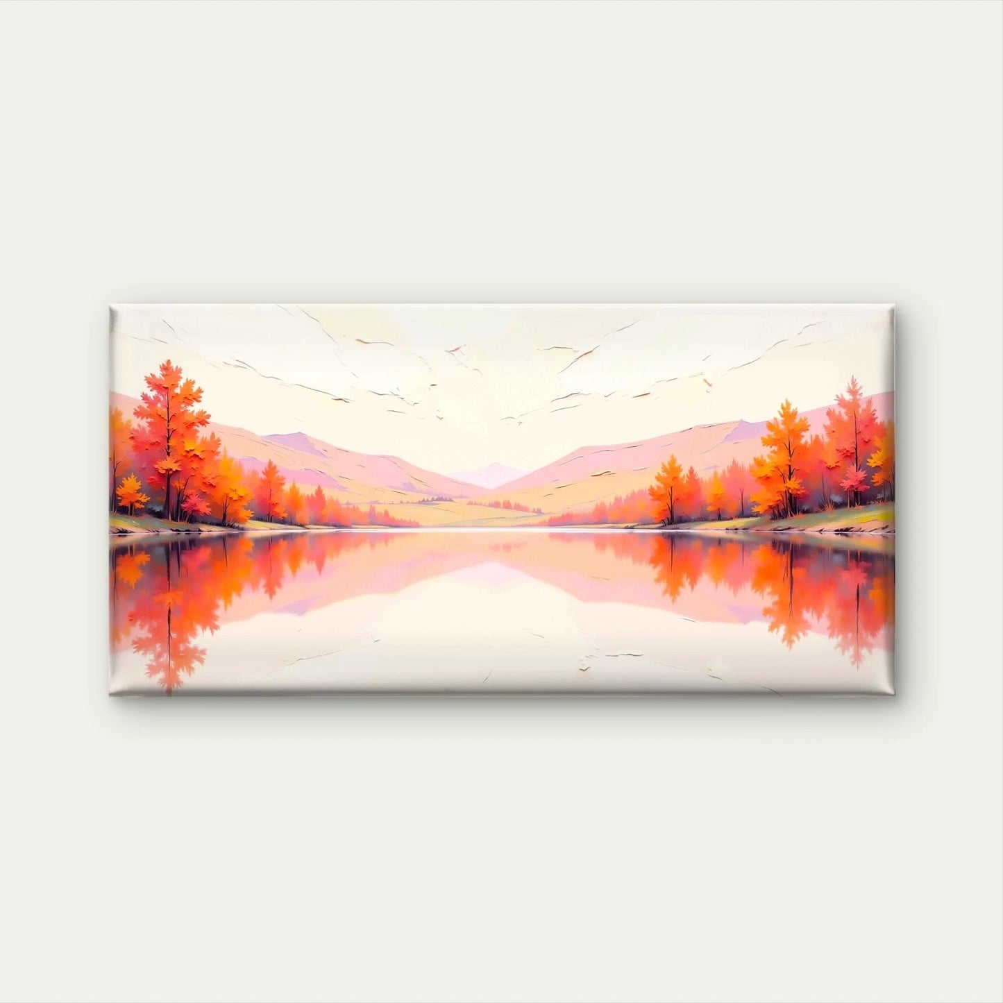 Autumn Landscape Illustration Wall Art Canvas Office Home Room Framed 120x60cm