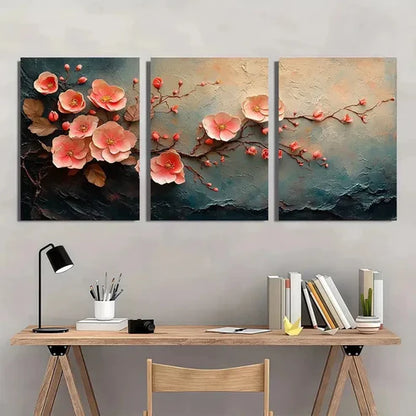 3pcs Pink Vine & Cherry Blossom Modern Perfect Wall Art Canvas Unframed - High Quality Print 100% Australian Made Wall Canvas