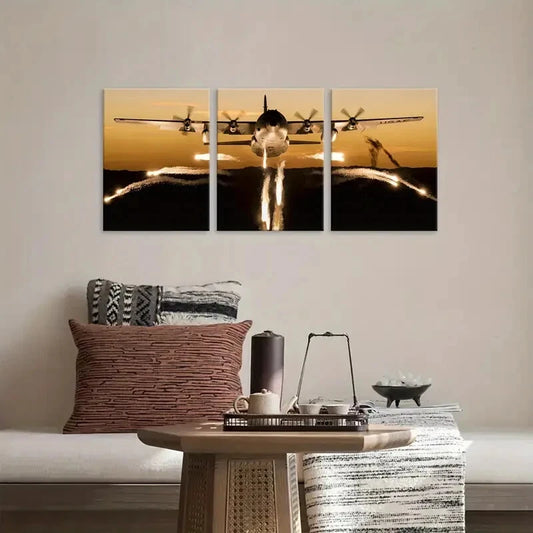 3pcs Military Transport Aircraft Poster Metal Print Ready to Hang Art