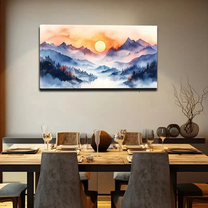 Purple Mountain Landscape Wall Art Canvas Office Home Room Framed 120x60cm
