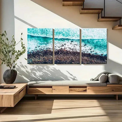 3pcs Ocean Waves Beach Nature Landscape Wall Art Set Canvas Unframed - High Quality Print 100% Australian Made Wall Canvas