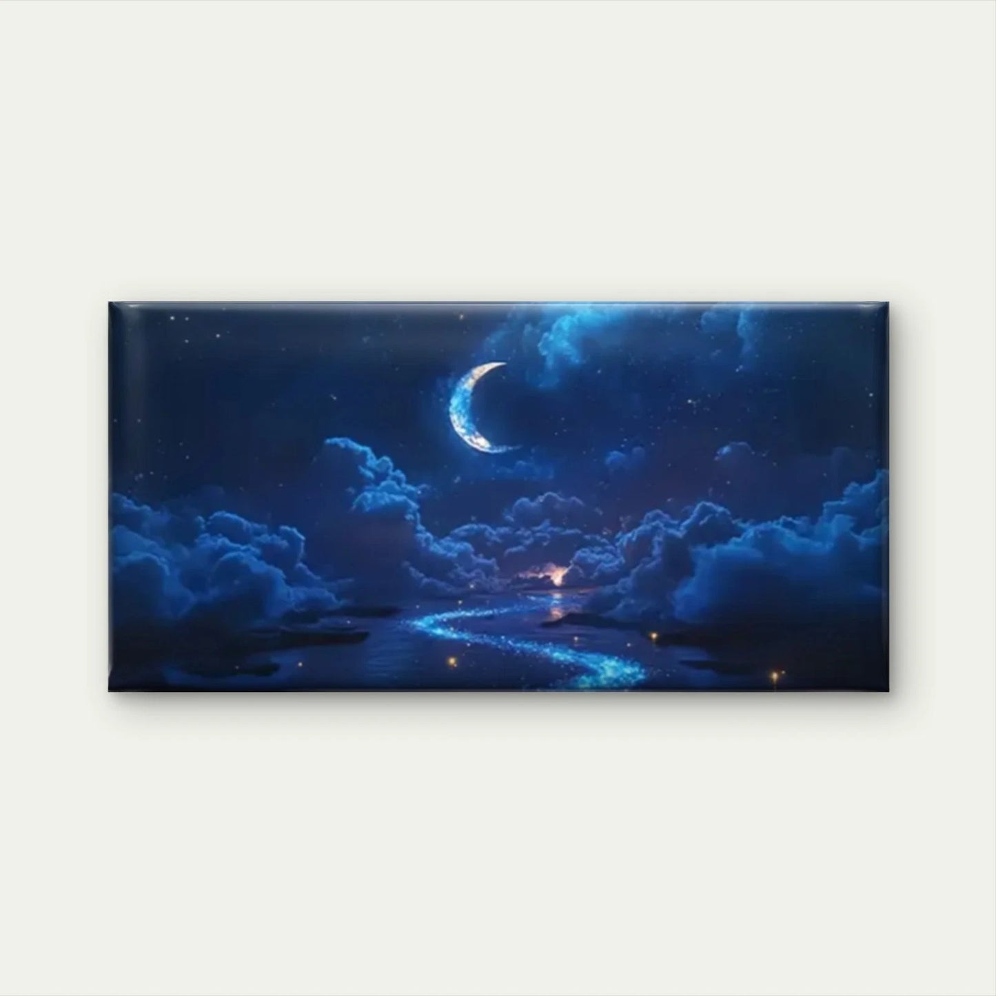 Enchanting Night Sky Moon Wall Art Canvas Office Home Room Framed 120x60cm