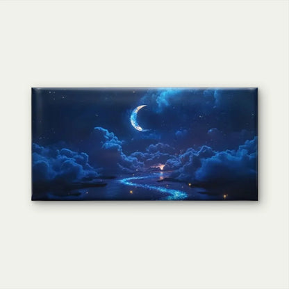 Enchanting Night Sky Moon Wall Art Canvas Office Home Room Framed 120x60cm