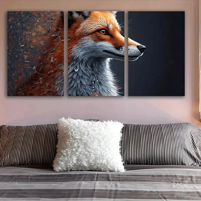 3pcs Fox Head Portrait Spray Paint Wall Art Set Canvas Framed 50x70cm - High Quality Print 100% Australian Made Wall Canvas Ready to Hang - Bella Home Decor