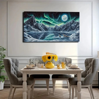 Serene Fox In Snowy Landscape Wall Art Canvas Office Home Room Framed 120x60cm