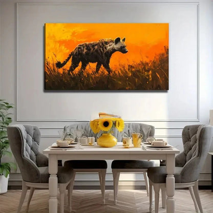 Vibrant Hyena Silhouette Wall Art Canvas Office Home Room Framed 120x60cm