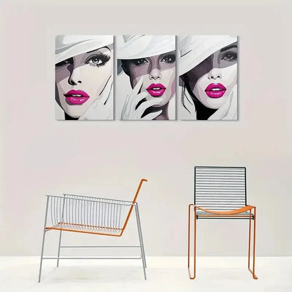 3pcs Abstract White Hats and Gloves Metal Print Ready to Hang Art - Bella Home Decor