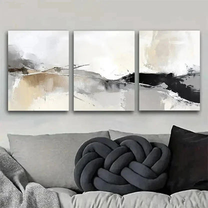 3pcs Neutral Tones, Minimalist Geometric Wall Art Set Canvas Framed 60x90cm - High Quality Print 100% Australian Made Wall Canvas Ready to Hang - Bella Home Decor