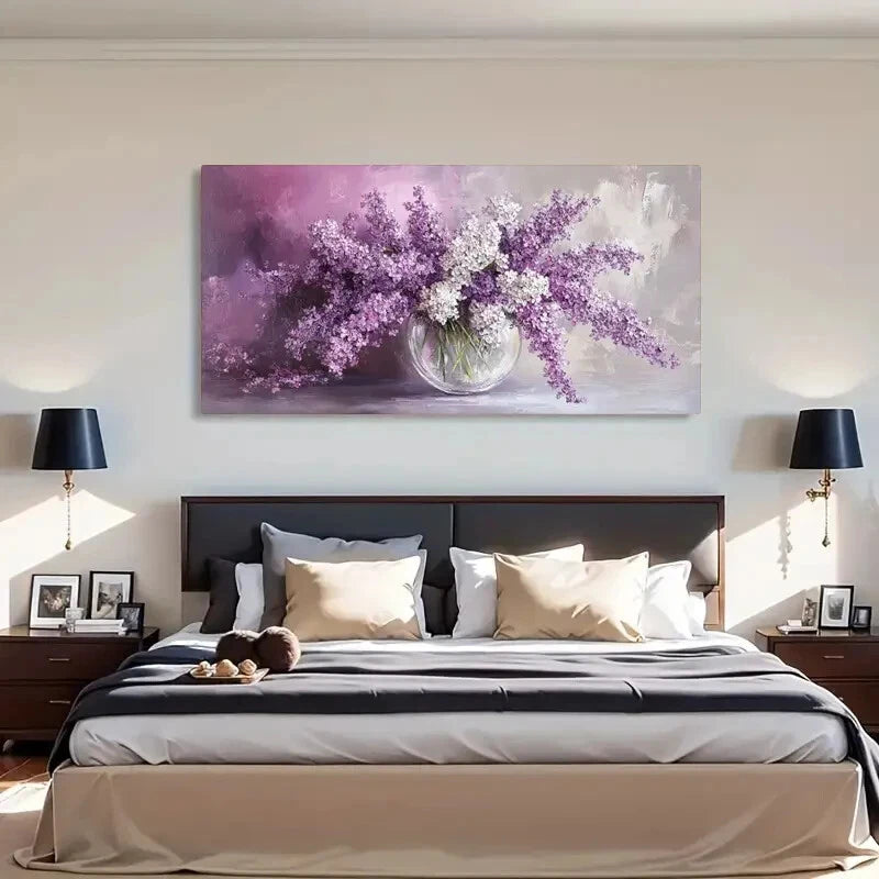 Lilac Bouquet Aesthetic Spring Wall Art Canvas Office Home Room Framed 120x60cm - Bella Home Decor