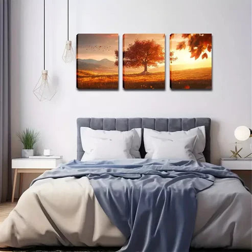 3pcs Facing The Sun Of The Tree Wall Art Canvas Unframed - High Quality Print 100% Australian Made Wall Canvas