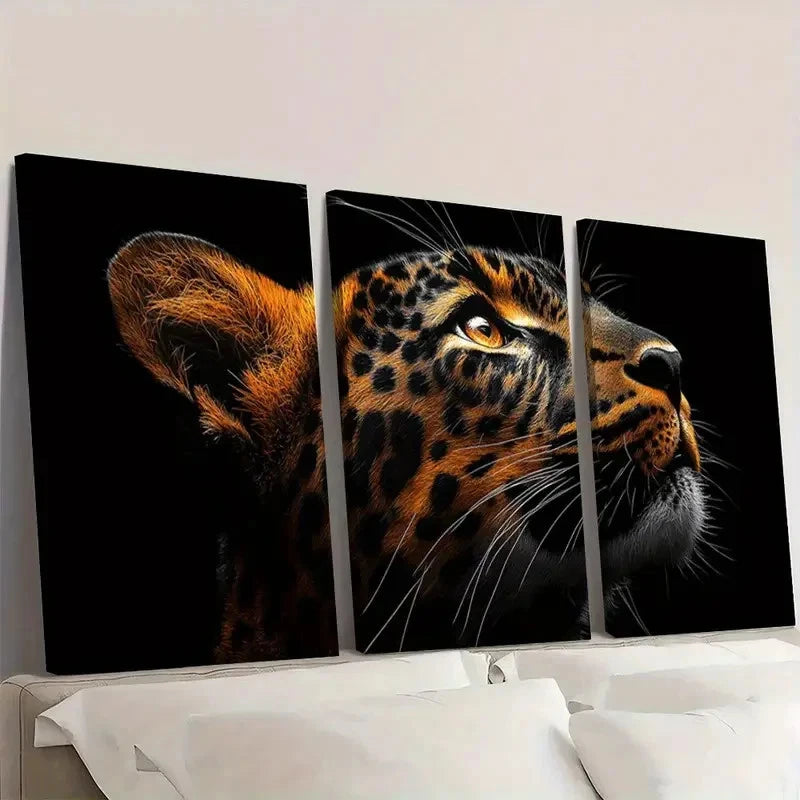 3pcs Leopard Whimsical Wild Animal Design  Wall Art Set Canvas Framed 40x60cm - High Quality Print 100% Australian Made Wall Canvas Ready to Hang - Bella Home Decor