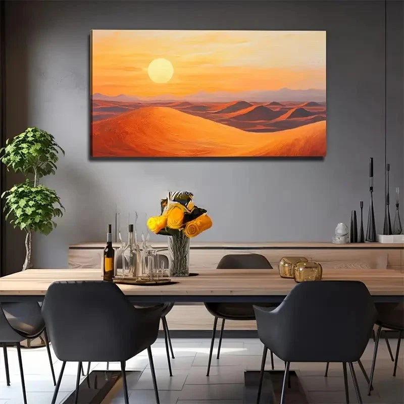 Sunset Desert Yellow Sand Wall Art Canvas Office Home Room Framed 120x60cm