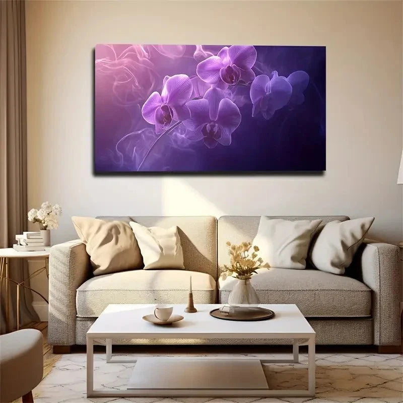 Orchid With Misty Light Purple Wall Art Canvas Office Home Room Framed 120x60cm