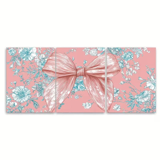 3pcs Blue White Floral Soft Girl Aesthetic Metal Print Ready to Hang Art - Bella Home Decor