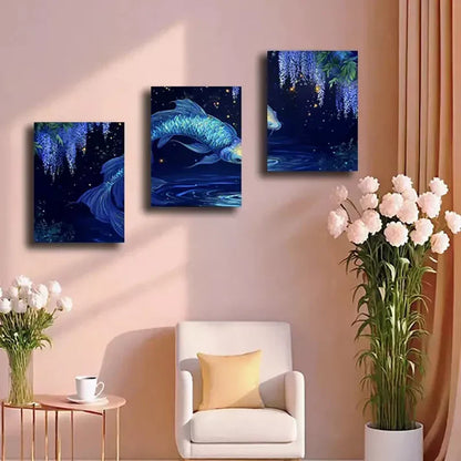 3pcs Elegant Koi Fish Wall Art Canvas Unframed - High Quality Print 100% Australian Made Wall Canvas