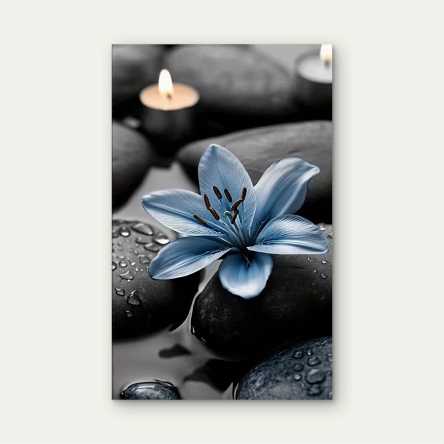 Blue Lily and Stones Metal Print Ready to Hang