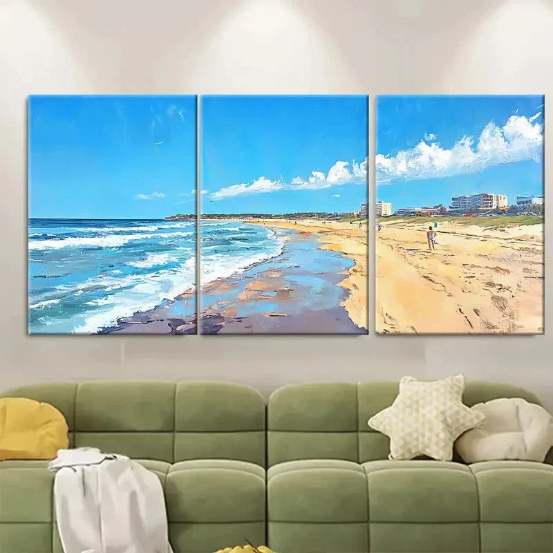 3pcs Newcastle Beach Australia Travel Print Metal Print Ready to Hang Art