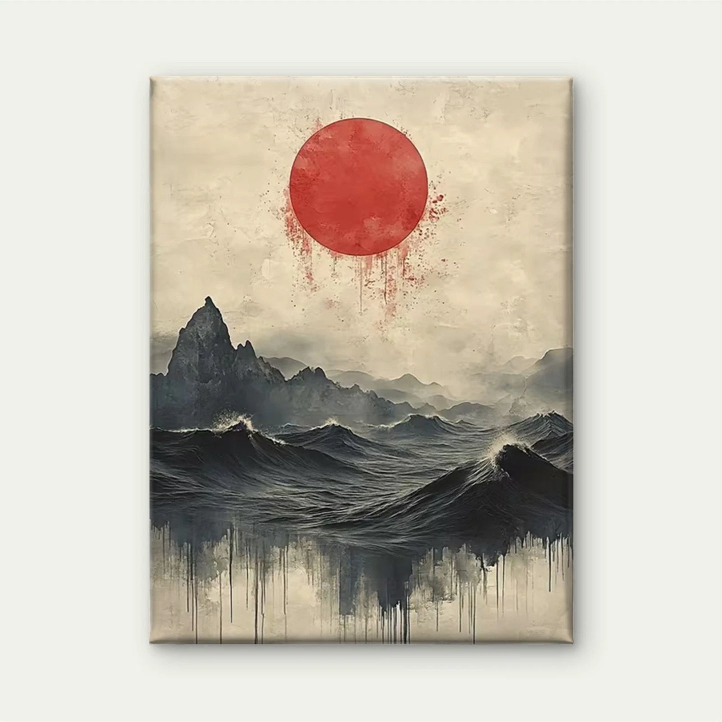 Japanese Wave Haiku Metal Print Ready to Hang