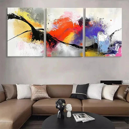 3pcs Colorful Abstract Expressionist Perfect  Art Set Canvas Unframed - High Quality Print 100% Australian Made Wall Canvas - Bella Home Decor